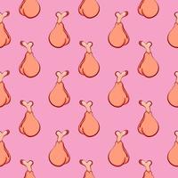 Chicken leg , seamless pattern on a pink background. vector