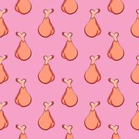 Chicken leg , seamless pattern on a pink background. vector