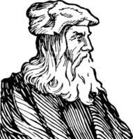 leonardo da vinci, ilustración de la vendimia vector