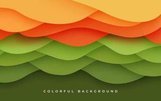 abstract colorful yellow, green, orange dynamic wavy layers papercut style background. eps10 vector