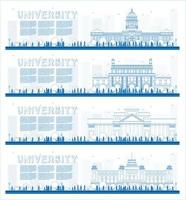 Outline Set of University Study Banners. vector