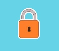 padlock closed sticker design concept vector