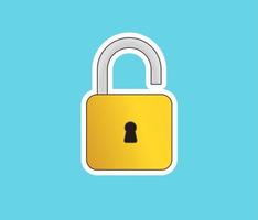 padlock open sticker design isolated vector