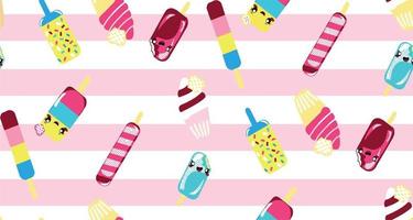 ice cream illustration pink stripe background pattern.  seamless pattern vector file