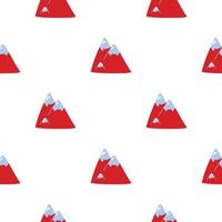 Vector pattern with cute Scandinavian multicolored mountains in the style of doodle, hugge, snowy mountains, nature. Pattern for fabrics, postcards, gift wrapping, pajamas.