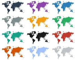 World map icon set vector