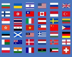 conjunto de banderas de diferentes países vector