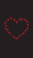 Red heart pattern on black background vector illustration