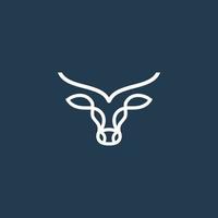 cow head logo vector icon line illustration