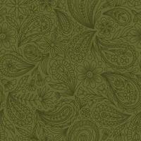LIGHT OLIVE VECTOR SEAMLESS BACKGROUND WITH OLIVE PAISLEY CONTOUR PATTERN