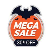 etiqueta de descuento de mega venta de vector de halloween