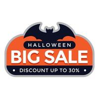 halloween big sale sticker label template discount up to 30 vector