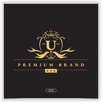 letra u golden logo premium elegante plantilla vector eps 10