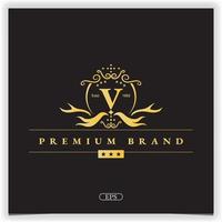 letra v logo dorado plantilla elegante premium vector eps 10