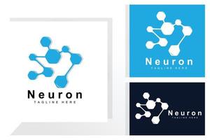 Neuron Logo Design Vector nerve cell illustration Molecular DNA health brand