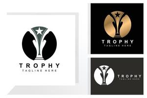 Trophy Logo Design, Award Winner Championship Trophy Vector, Success Brand vector