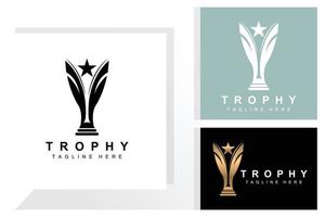 Trophy Logo Design, Award Winner Championship Trophy Vector, Success Brand vector