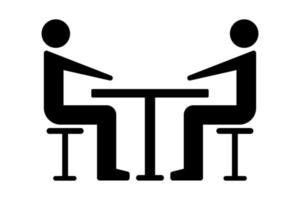 Two people sitting at a table icon. Team, partners, dealing,   eating. Vector illustration