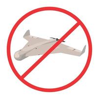 Iranian Drone kamikaze Shahed 136 with a crossed out sign. Prohibition sign with Drone kamikaze vector illustration.No sign Terrorist destruction of Ukraine's infrastructure concept.