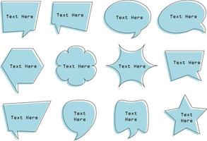 Set of speak bubble, chatting box, and message box outline vector illustration design in different shapes.