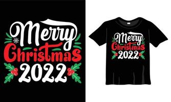 feliz navidad 2022 plantilla de diseño de camiseta para celebración navideña. bueno para tarjetas de felicitación, camisetas, tazas y regalos. para hombres, mujeres y ropa de bebe vector