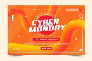 Cyber Monday landing page design template vector