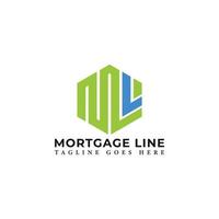 Abstract initial letter ML or LM logo in green-blue color isolated in white background applied for mortgage broking company logo also suitable for the brands or companies have initial name LM or ML. vector