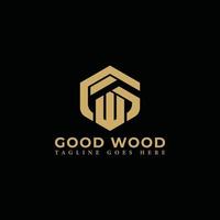 Abstract initial letter GW or WG logo in gold color isolated in black background applied for carpentry business logo also suitable for the brands or companies have initial name WG or GW. vector