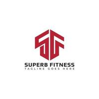 Abstract initial letter SF or FS logo in red color isolated in white background applied for fitness brand logo also suitable for the brands or companies have initial name FS or SF. vector