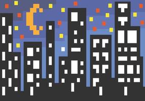 Pixel art depicting a night city.Vector. Breaks down into segments. For games and mobile applications. vector