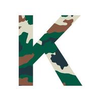 English alphabet letter K, khaki style isolated on white background - Vector