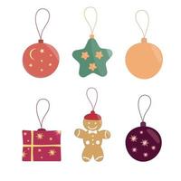 Set of bright Christmas tree decorations vector