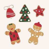 Set of gingerbread cookies for Christmas vector