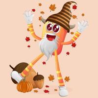 Cute orange monster celebrate autumn vector