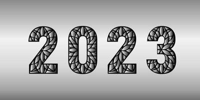 feliz año nuevo 2023 diseño de texto. plantilla de diseño de folleto, tarjeta, banner vector