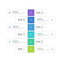 la plantilla de diseño infográfico se puede utilizar para presentación, banner, gráfico, flujo de negocios y diagrama. plantilla de línea de tiempo plana moderna con 6 opciones, partes, paso para el proceso. plantilla abstracta. vector