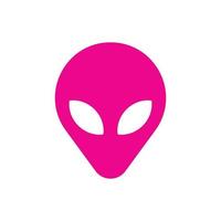 eps10 pink vector Extraterrestrial Alien Face or Head solid art icon isolated on white background. alien symbol in a simple flat trendy modern style for your website design, logo, and mobile applica