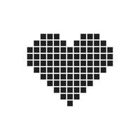 eps10 black vector pixel art heart abstract solid icon isolated on white background. love symbol in a simple flat trendy modern style for your website design, logo, and mobile application