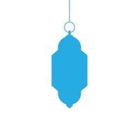 eps10 blue vector Ramadan lantern or dangler solid art icon isolated on white background. flashlight or lamp symbol in a simple flat trendy modern style for your website design, logo, and mobile app