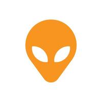 eps10 orange vector Extraterrestrial Alien Face or Head solid art icon isolated on white background. alien symbol in a simple flat trendy modern style for your website design, logo, and mobile applica