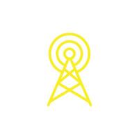 eps10 yellow vector transmitter Antenna or broadcast icon isolated on white background. WIFI tower outline symbol in a simple flat trendy modern style for your website design, logo, and mobile app