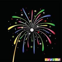 Illustration of fireworks that have beautiful colors at night. Used for events such as new year, Eid and several other events vector