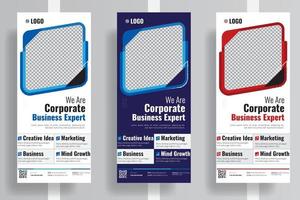 Corporate Business expert tri-fold Brochure, Creative business Rollup banner stand template design, modern portable stands business roll-up banner layout polygon background, vector illustration.