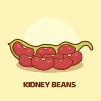 Kidney beans cartoon vector icon illustration isolated