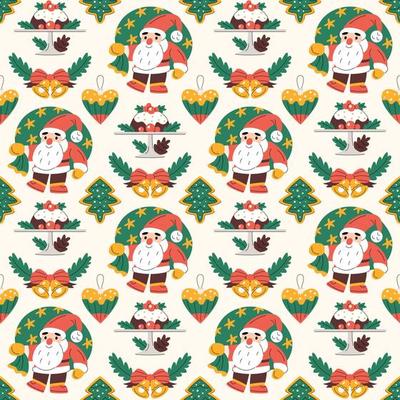 Seamless pattern with cute Christmas elements
