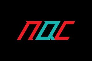 diseño de logotipo de letra y alfabeto nqc vector