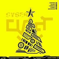 Christmas cyber element shape in cyberpunk background. Abstract vector illustration.