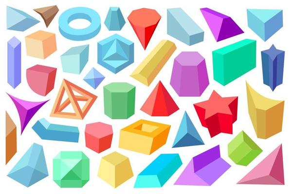 3D colorful geometric design elements, abstract modern shapes for your design projects.