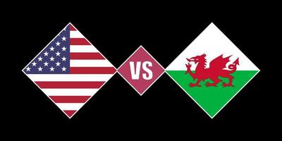 Wales vs USA flag concept. Vector illustration.