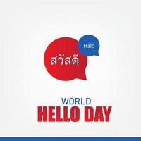 Vector illustration World Hello Day. Simple and Elegant Design